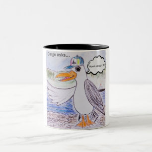 NL Seelenschädel Cartoon Bild von George the Gull Zweifarbige Tasse