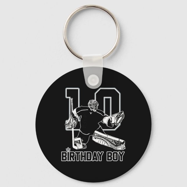 No. 10 Ice Hockey Goalie Happy 10th Birthday Boy  Schlüsselanhänger (Vorderseite)