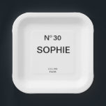 No 30 French Chic 30th Birthday Party Pappteller<br><div class="desc">Add a touch of chic French-inspired elegance to an unforgettable celebration with these Chic French No. 30 Birthday Party Plates. Designed with a stylish “No. 30” lettering and personalized with a custom name, Est. year and location, these paper plates elevate any 18th birthday party table setting with a sophisticated, fashion-forward...</div>