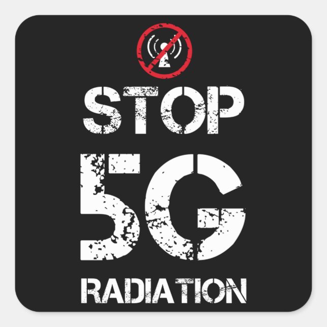 No 5G bitte - Anti 5G Radiation Geschenk Quadratischer Aufkleber (Vorderseite)
