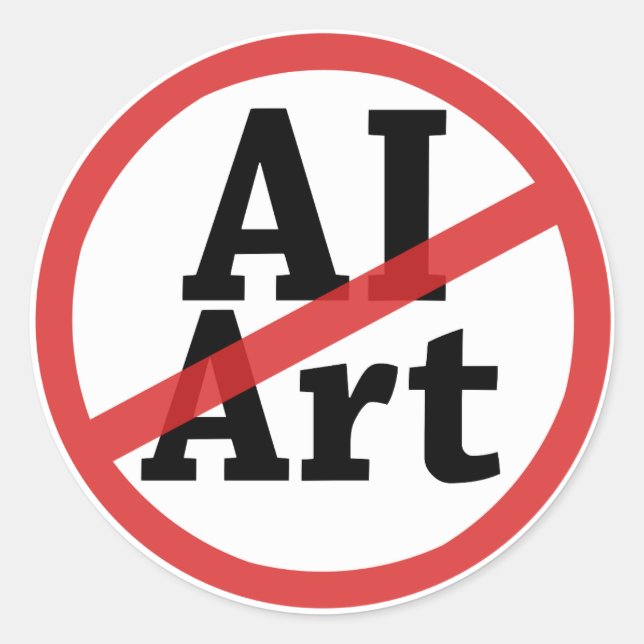 No AI Art Runder Aufkleber (Vorderseite)