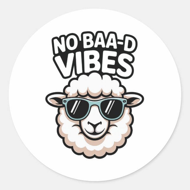 No Baa-d Vibes Sheep Runder Aufkleber (Vorderseite)