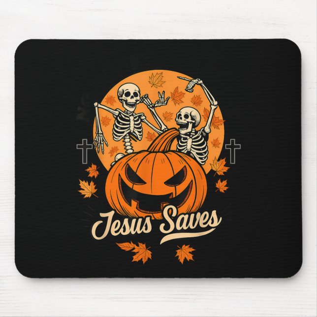 No Bones About It Jesus Saves Christian Halloween  Mousepad (Vorne)