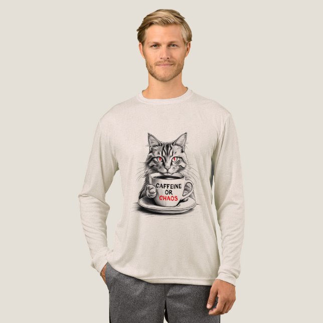 No Caffeine No Mercy Cat Coffee Lover Shirt (Volle Vorderseite)