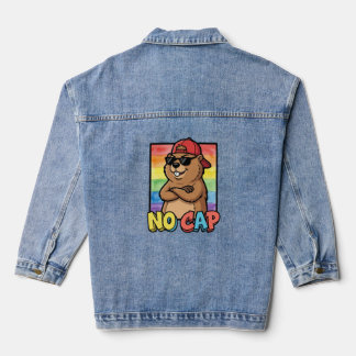 No Cap Capybara – Lustiges Capybara-Meme-Streetwea Jeansjacke