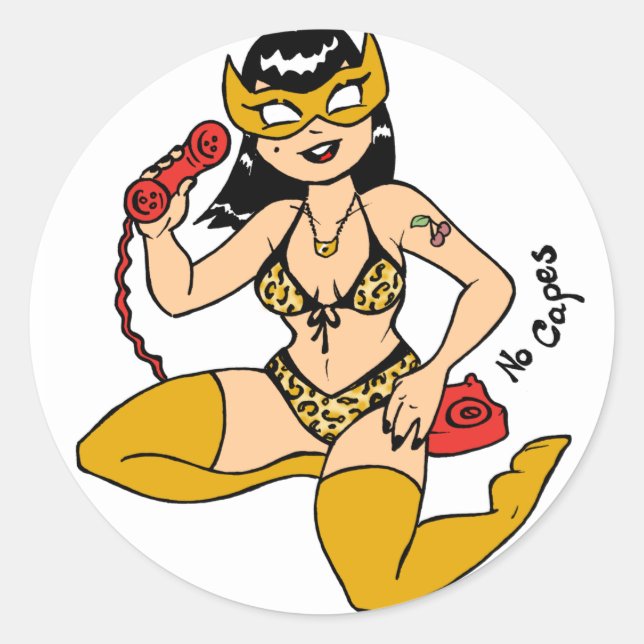 No Capes III Superhéroïne Stickers Pin-Up (Devant)