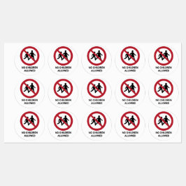 No Children Allowed, Prohibition Sign Etiketten