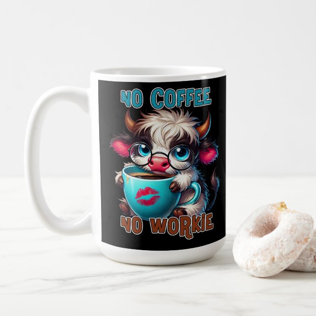 No Coffee No Workie  Kaffeetasse (Mit Donut)