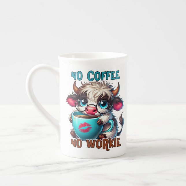 No Coffee No Workie  Prozellantasse (Links)