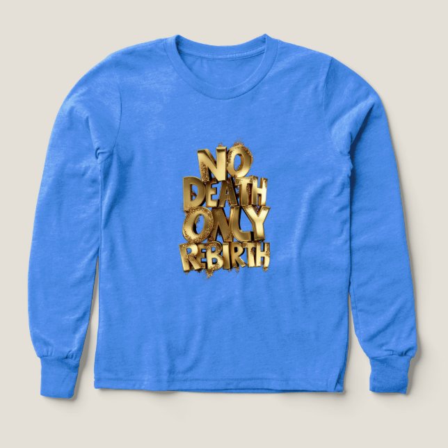 No Death Only Rebirth, Boys Bella+Canvas Blue,Gold (Design Vorderseite)