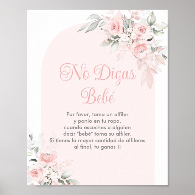 No Digas bebe Spanish Baby Shower Girl Poster (Vorne)