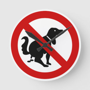 NO Dog Fouling ⚠ thailändisches ⚠ Runde Wanduhr