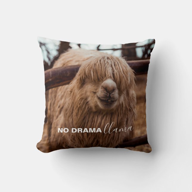 No Drama Llama Albern Alpaca Foto Kissen (Vorderseite)