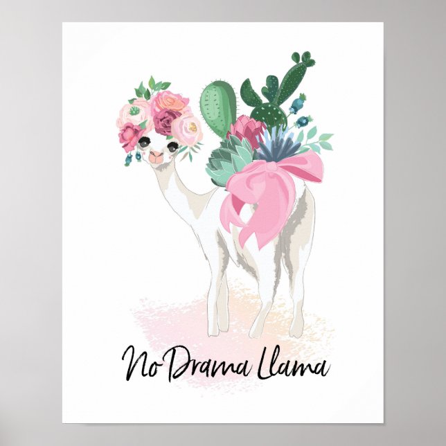 No Drama Llama Blumenposter Poster (Vorne)