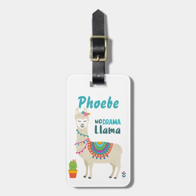 No Drama Llama Gepäckanhänger (Vorderseite vertikal)