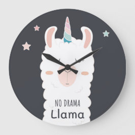No Drama Llama Große Wanduhr