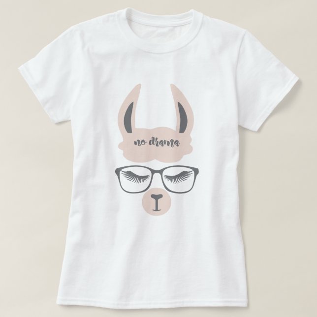 No Drama Llama Hipster Llama T-Shirt (Design vorne)