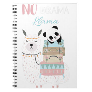 No Drama Llama Niedlich Panda Reiten Llama Alpaca Notizblock