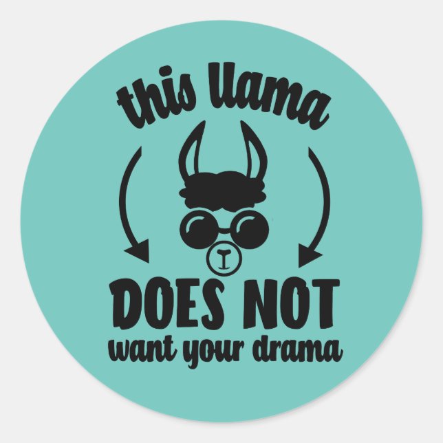 No Drama Llama Runder Aufkleber (Vorderseite)