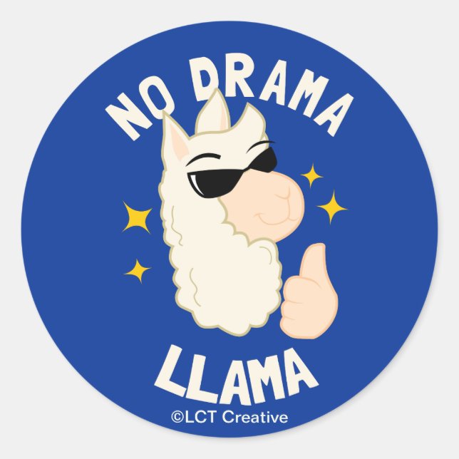 No Drama Llama Runder Aufkleber (Vorderseite)