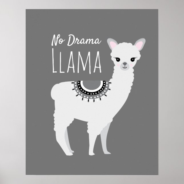No Drama Llama Wall Art Illustration Poster (Vorne)