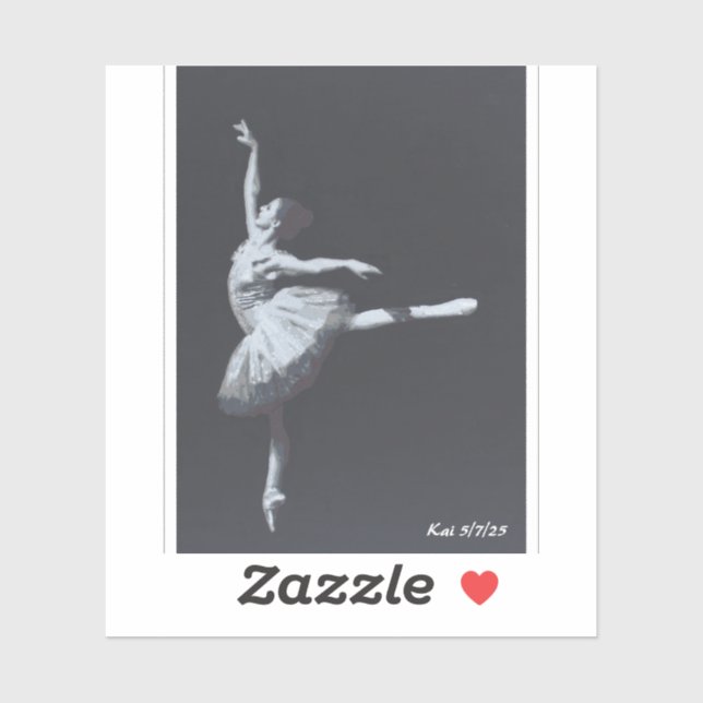No Drama, Only Freedom, Black & White Ballerina Aufkleber (Blatt)