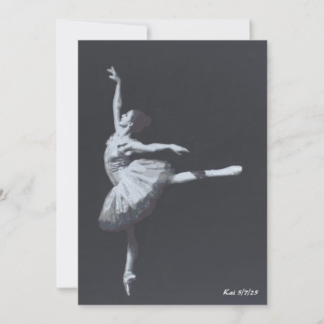 No Drama, Only Freedom, Black & White Ballerina Einladung (Vorderseite)