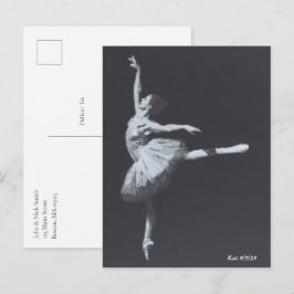 No Drama, Only Freedom, Black & White Ballerina Postkarte
