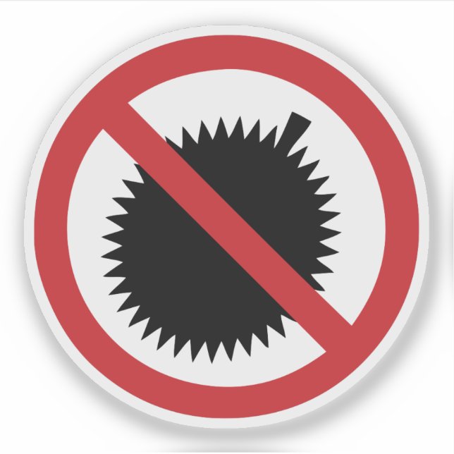 NO Durian Tropical Frucht ⚠ thailändischen Zeichen Aufkleber (Vorderseite)