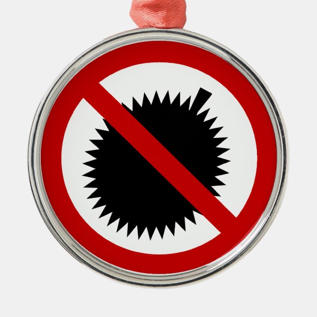 NO Durian Tropical Frucht ⚠ thailändischen Zeichen Silbernes Ornament (Vorne)