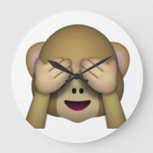 No Evil Monkey - Emoji Große Wanduhr