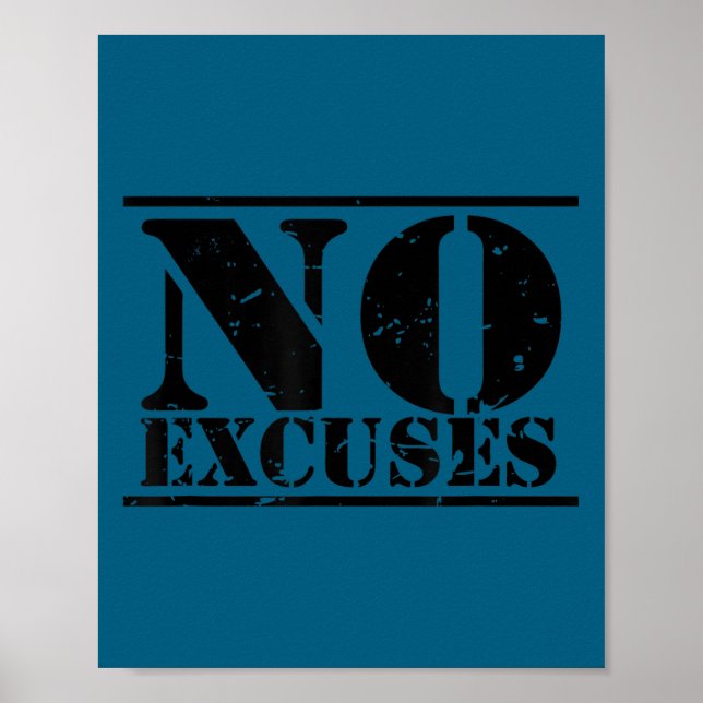 No Excuses Athlete Training Motivation Distressed  Poster (Vorne)