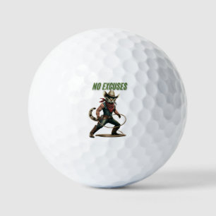 No Excuses Fitness Zitat – Fette Gym-Typografie Golfball