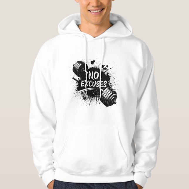 No Excuses Hoodie – Bold Motivational Typography (Vorderseite)