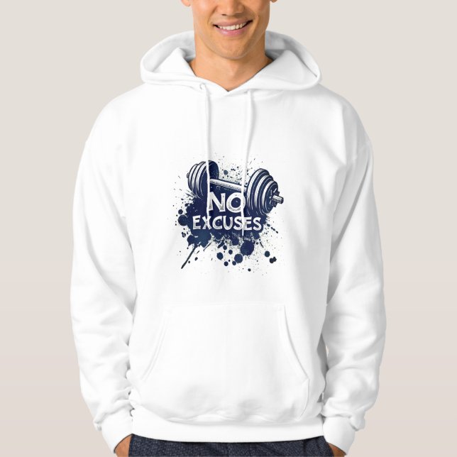 No Excuses Hoodie – Bold Motivational Typography (Vorderseite)