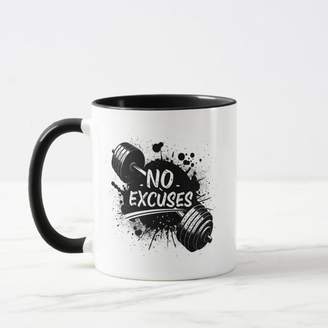 No Excuses Mug – Bold Motivational Coffee Cup (Gauche)