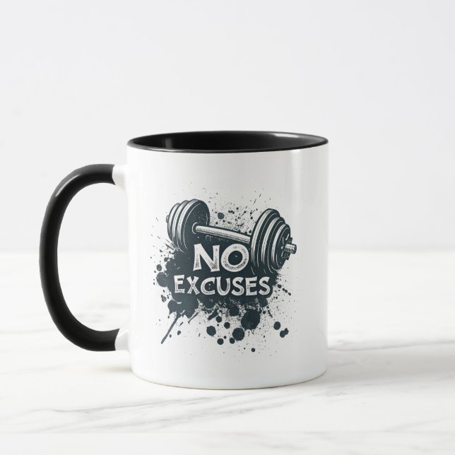 No Excuses Mug – Bold Motivational Coffee Cup (Gauche)