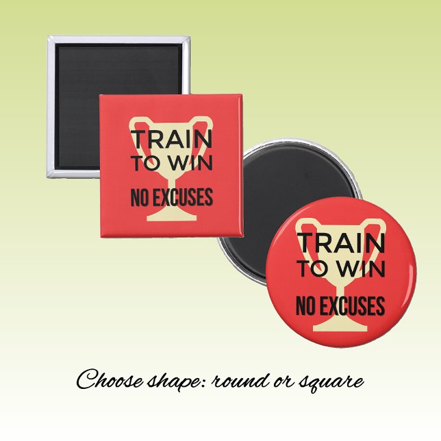 No excuses sports training motivational red magnet (Shape and size)
