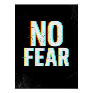 NO FEAR Glitch Effect Poster | Motivational