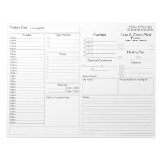 No Frills Daily Planner | 5 und 1 Lebensmitteljour Notizblock