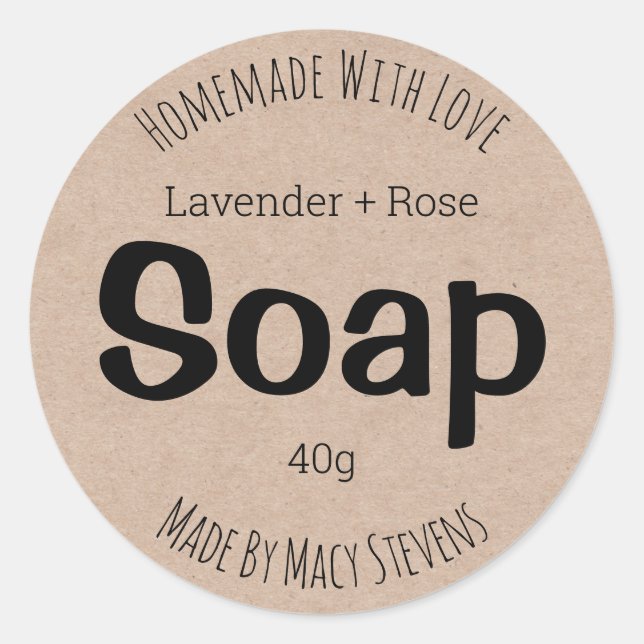 No Frills Simple Brown Kraft Paper Soap Labels Runder Aufkleber (Vorderseite)