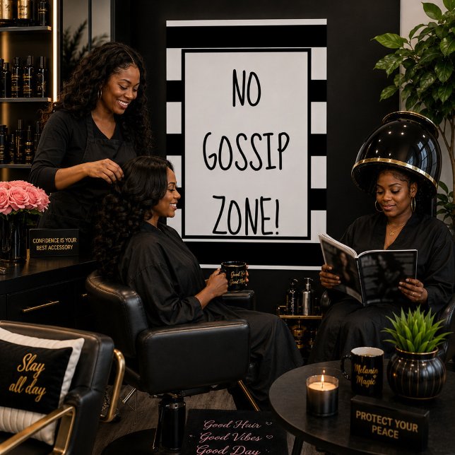 No Gossip Zone Black and White Poster (Von Creator hochgeladen)