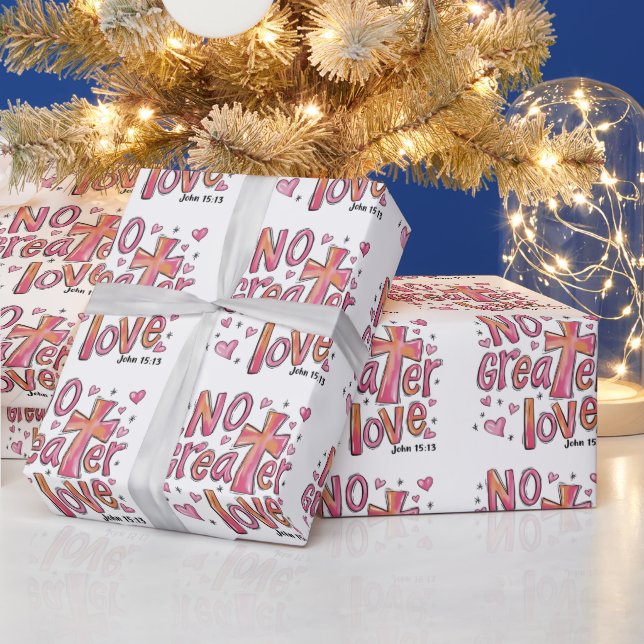 No Greater Love Jesus Valentine Christmas Christia Geschenkpapier (Feiertage)