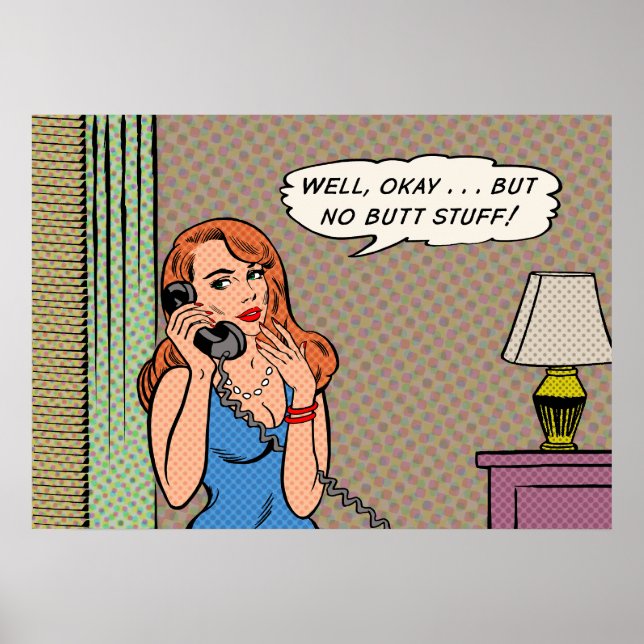 "No Hintern Stuff" Retro-Style-Poster Poster (Vorne)