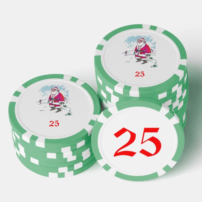 No Ho Ho Ho Green 25 gestreifter Poker Chip (Stapel)