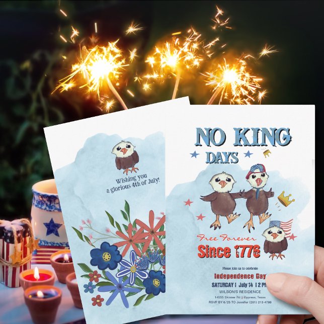 "No King Days" Patriotic Eagle Foto zurück Einladung (No King Days_ Patriotic Eagle Photo Back Invitation)