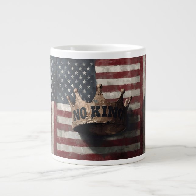No King – Distressed Crown with American Flag Jumbo-Tasse (Vorderseite)