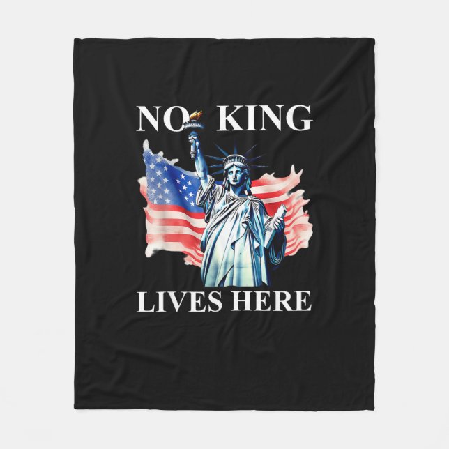 No King Lives in America Freedom Flag Patriotic Fleecedecke (Vorderseite)