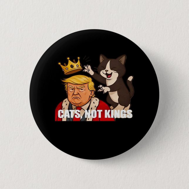 No Kings Anti Cats Funny Classic Style Button (Vorderseite)