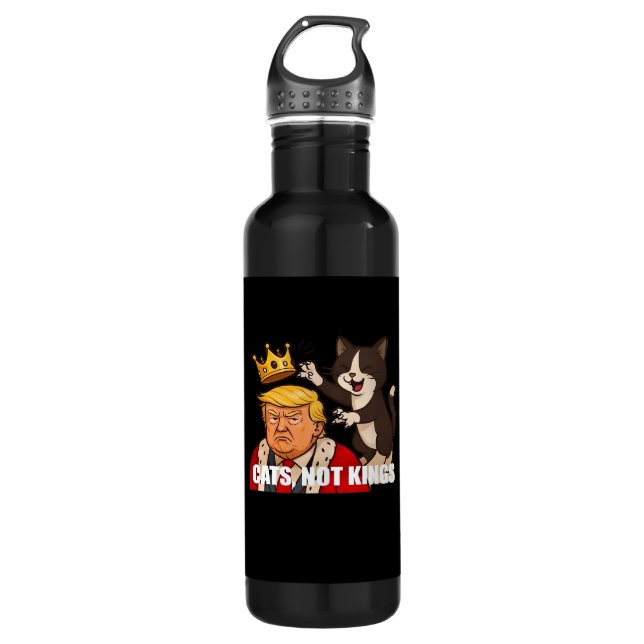 No Kings Anti Cats Funny Classic Style Edelstahlflasche (Vorderseite)